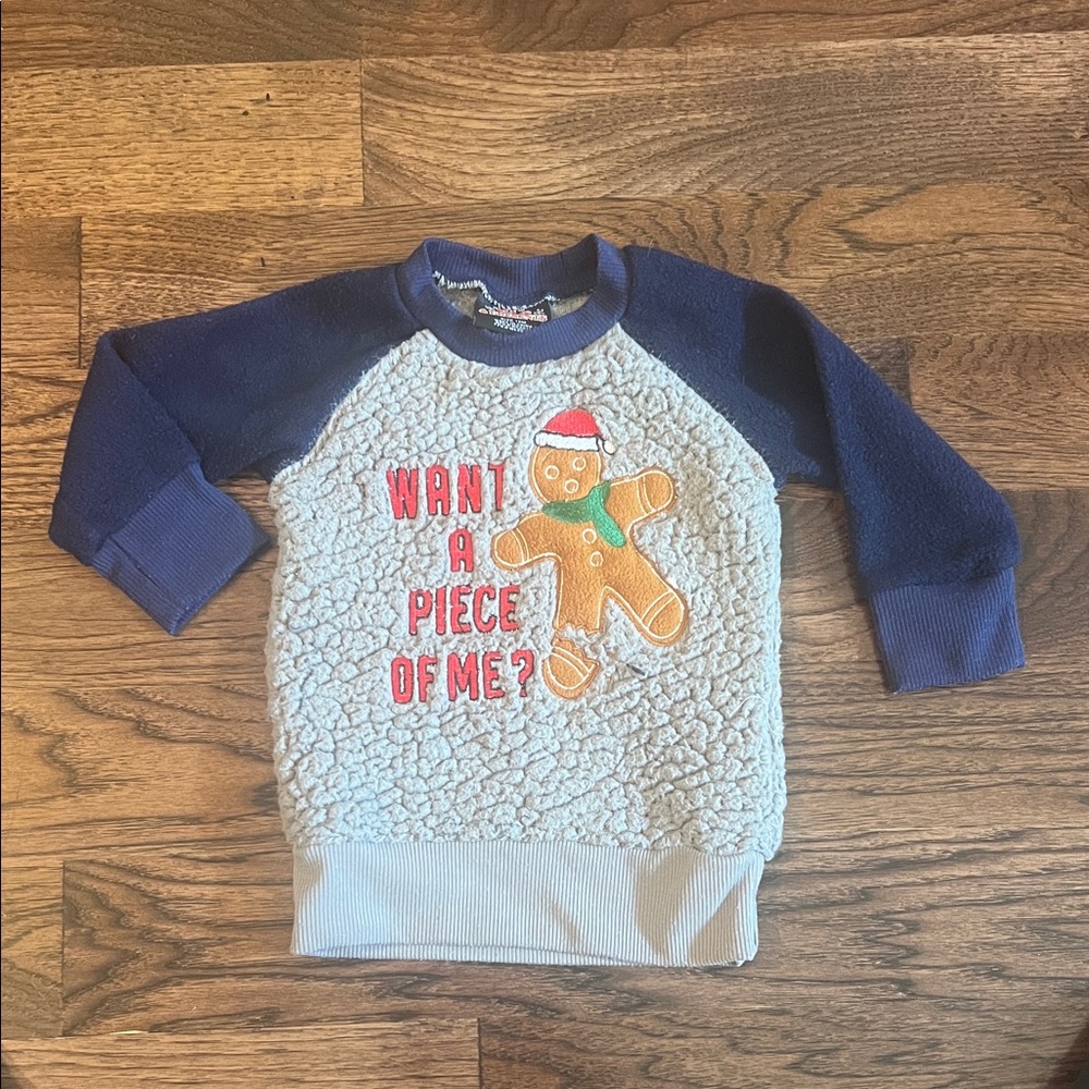 Festive Gingerbread 12M Sweatshirt - Navy and Grey